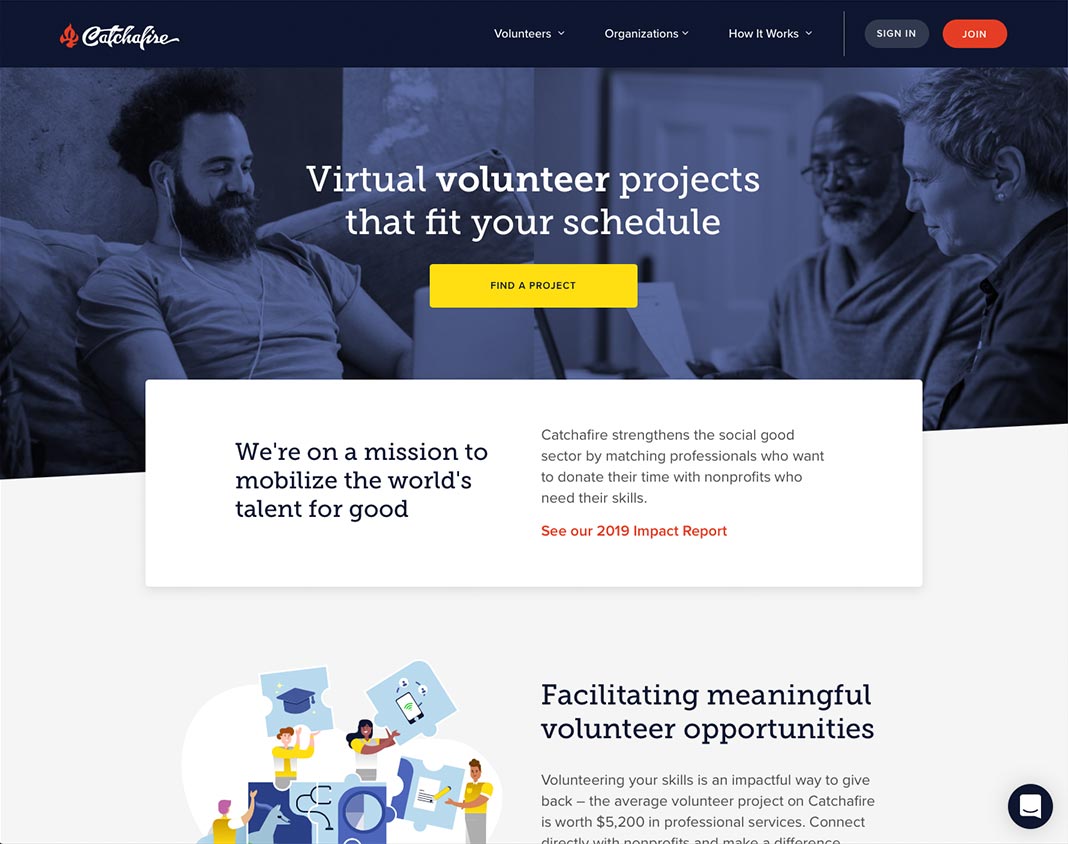 Catchafire homepage