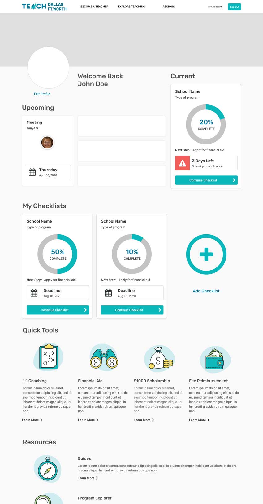 high fidelity comp of the dashboard