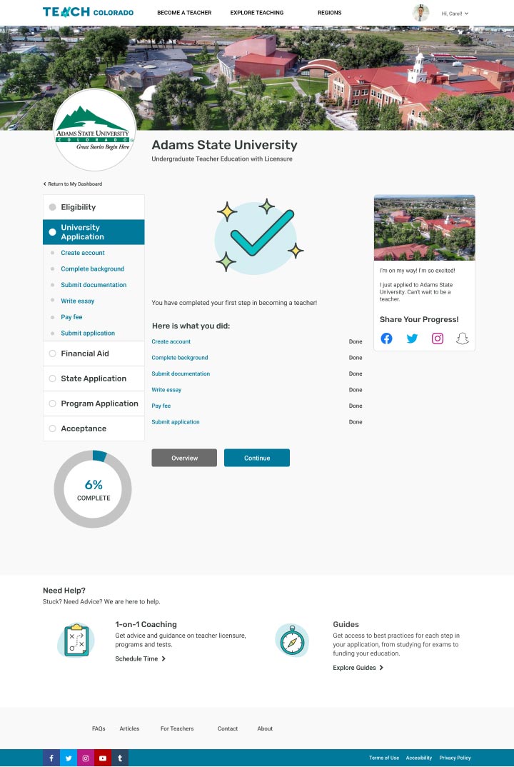 Section Summary Page